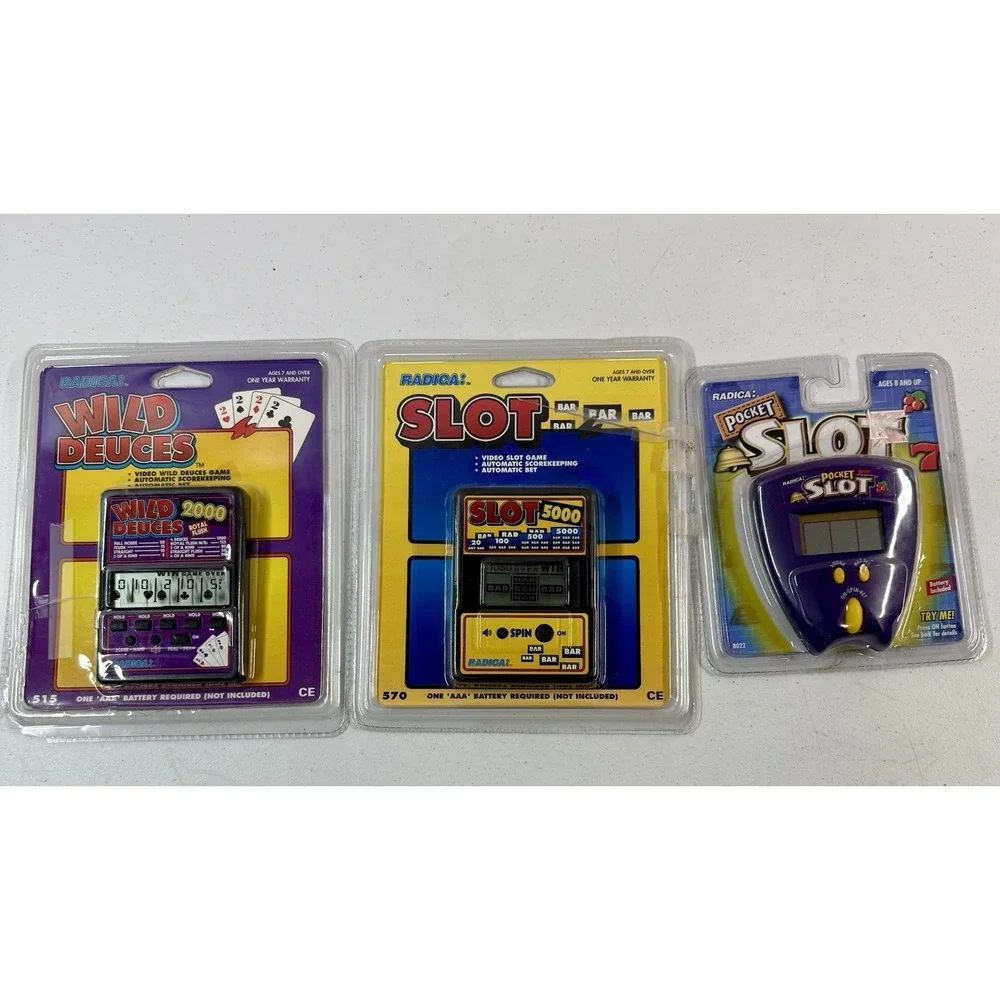 Radica LCD Handheld Lot Of 3 Wold Deuces Poker Slots 5000 Pocket Slot MINT!